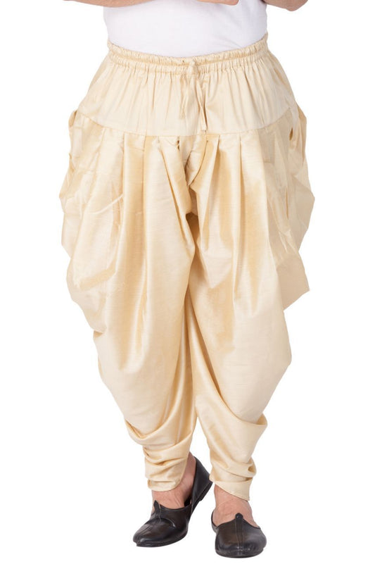 Men's Gold Cotton Silk Blend Dhoti