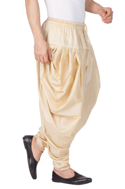 Men's Gold Cotton Silk Blend Dhoti