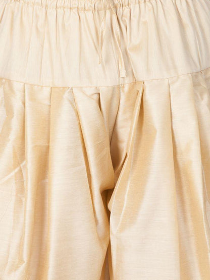 Men's Gold Cotton Silk Blend Dhoti