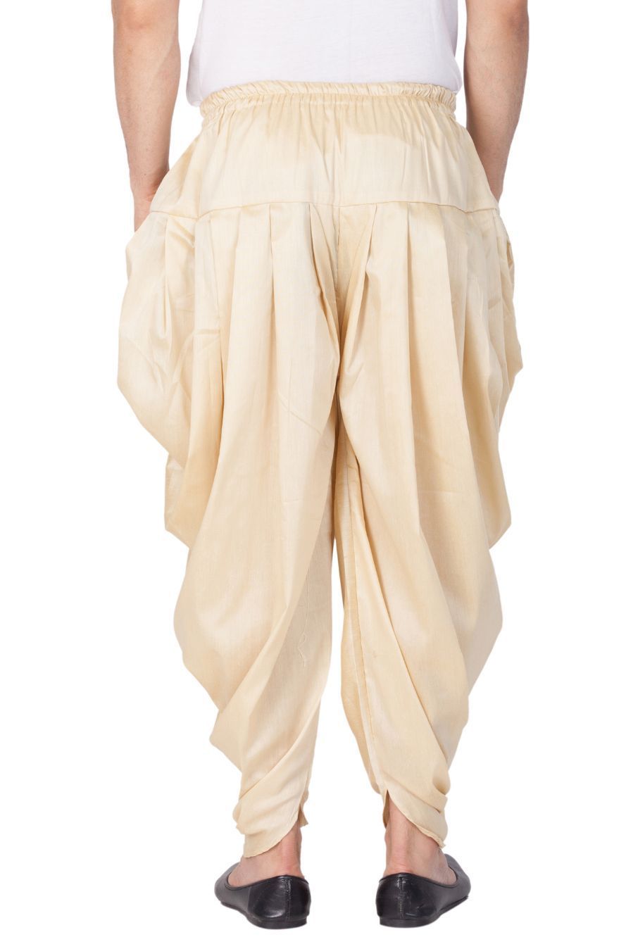Men's Gold Cotton Silk Blend Dhoti