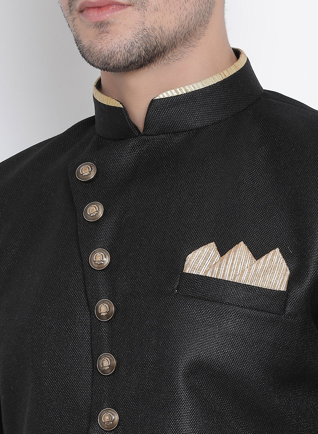 Men's Black Silk Blend Kurta and Dhoti Pant Set