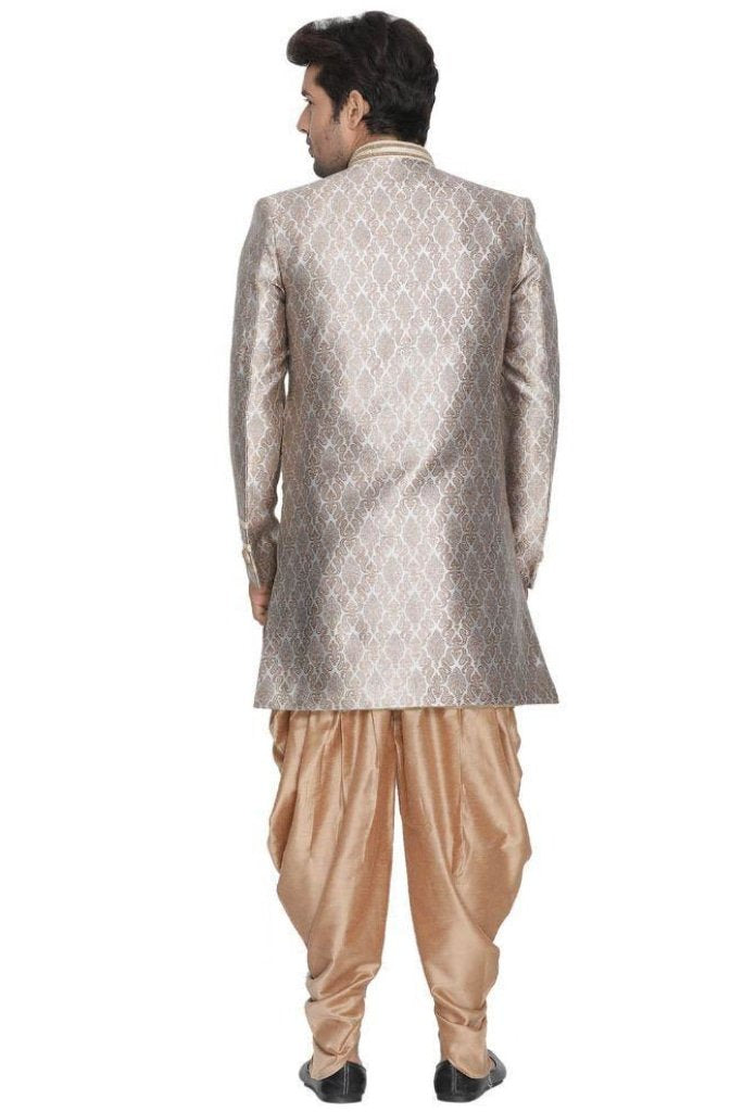 Men's Gold Cotton Silk Blend Sherwani Set