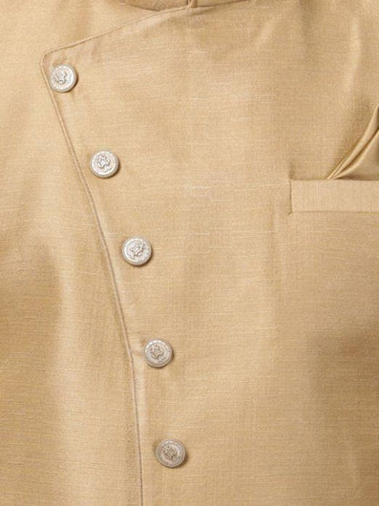 Men's Beige Silk Blend Sherwani Set