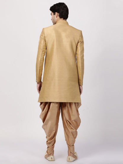 Men's Beige Silk Blend Sherwani Set