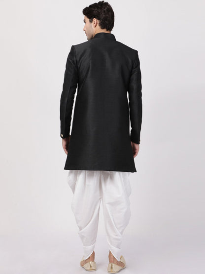 Men's Black Silk Blend Sherwani Set
