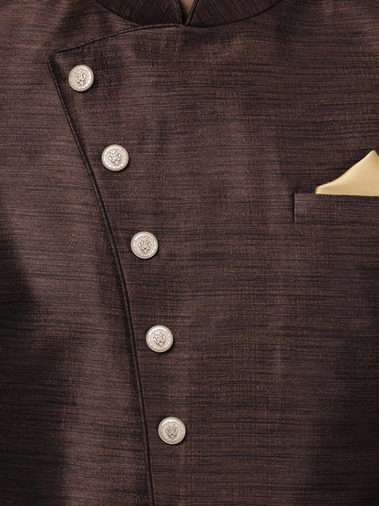 Men's Brown Silk Blend Sherwani Set