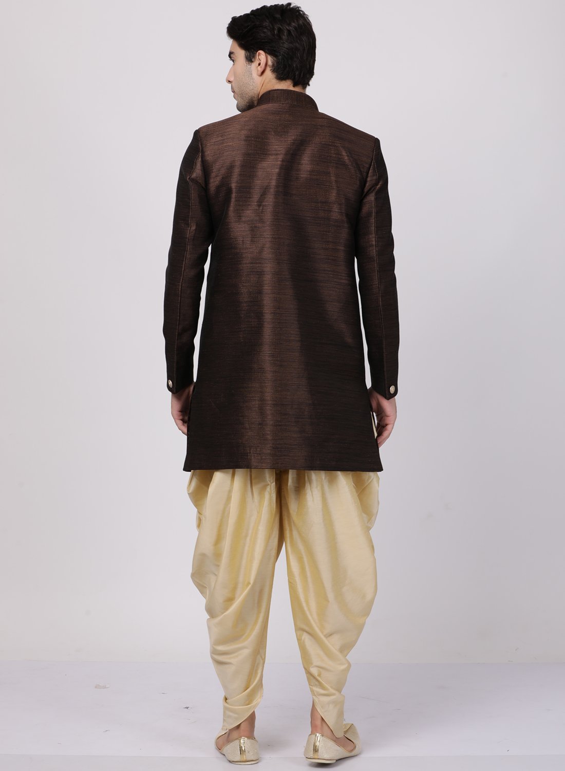 Men's Brown Silk Blend Sherwani Set