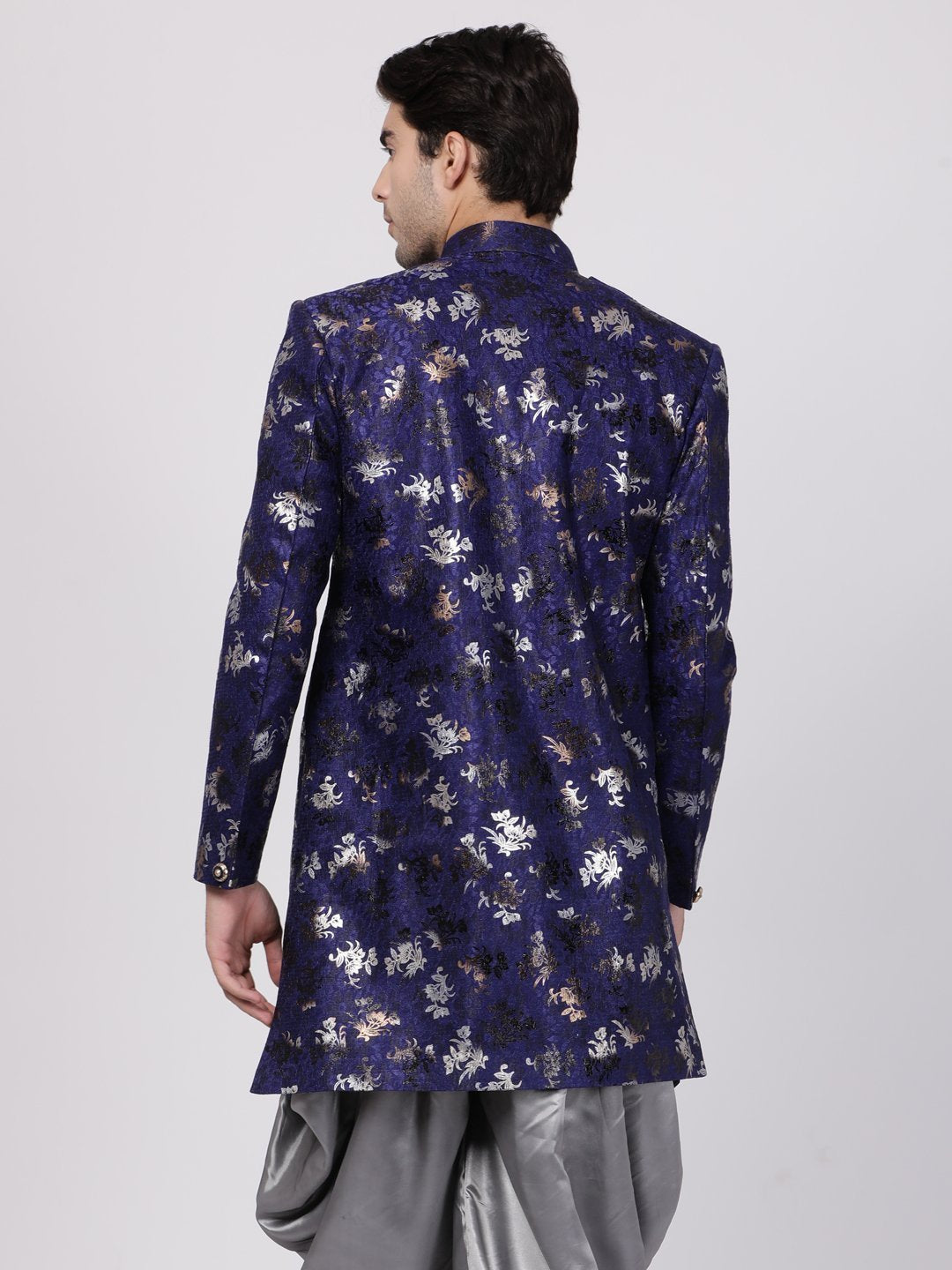 Men's Blue Silk Blend Sherwani Only Top
