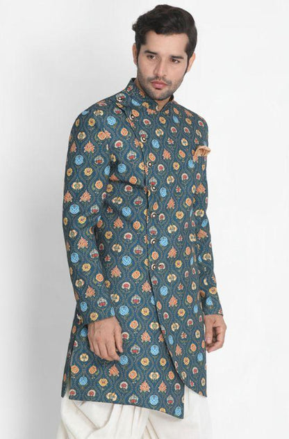 Men's Dark Green Silk Blend Sherwani Only Top
