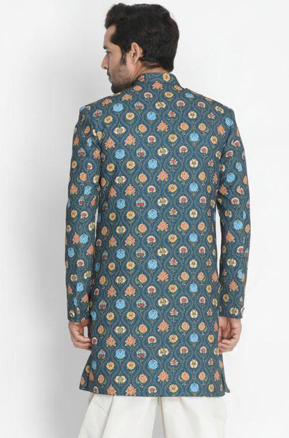 Men's Dark Green Silk Blend Sherwani Only Top
