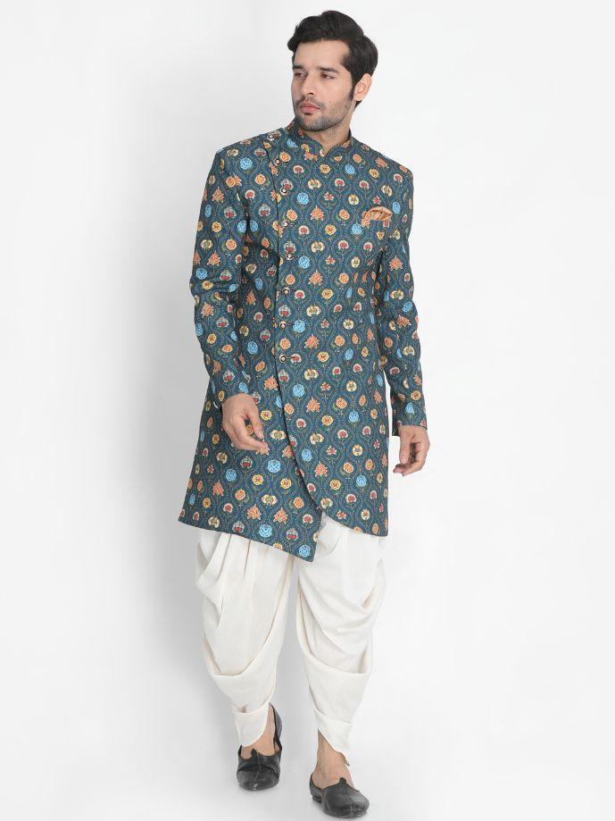 Men's Dark Green Silk Blend Sherwani Only Top