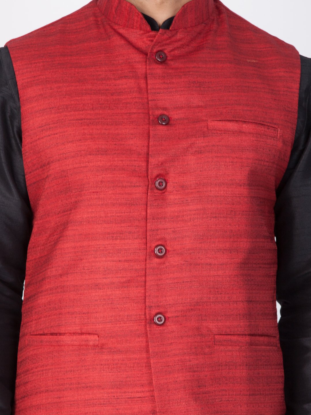 Men's Black Cotton Silk Blend Kurta, Ethnic Jacket and Pyjama Set