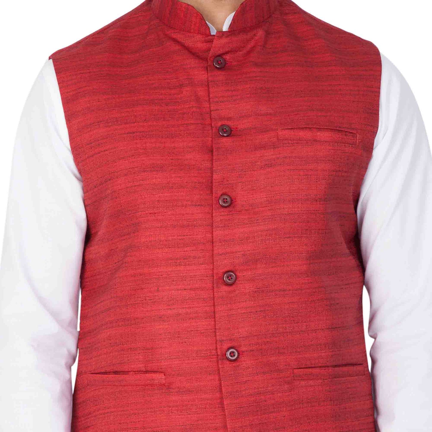 Men's White Cotton Blend Kurta, Ethnic Jacket and Pyjama Set