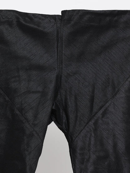 Men's Black Cotton Silk Blend Kurta, Ethnic Jacket and Pyjama Set