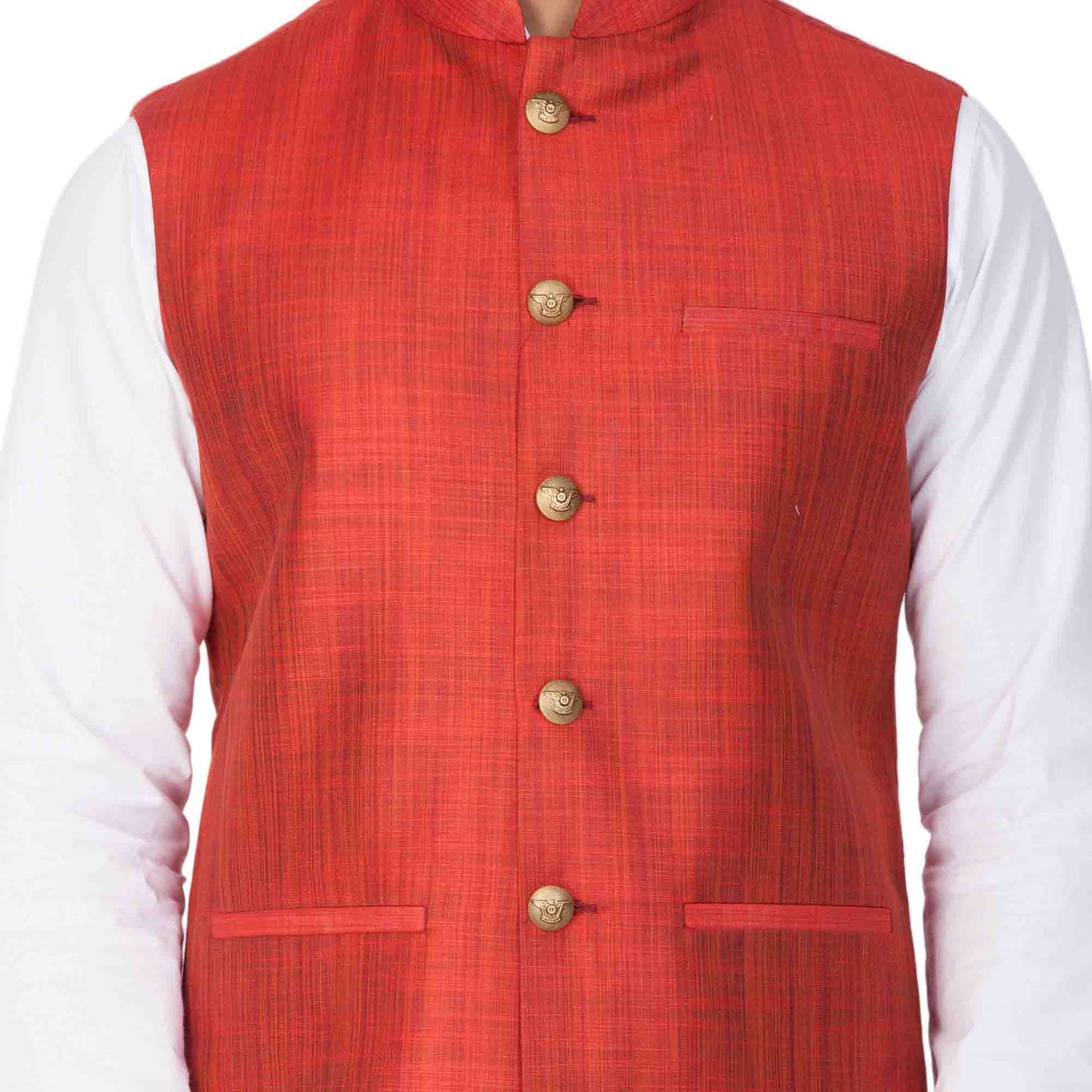 Men's White Cotton Blend Kurta, Ethnic Jacket and Pyjama Set