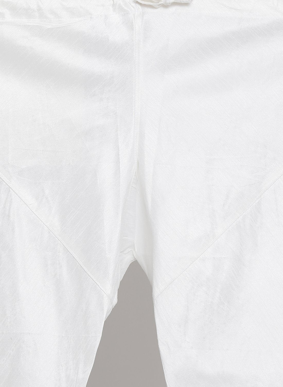 Men's White Cotton Silk Blend Kurta, Ethnic Jacket and Pyjama Set
