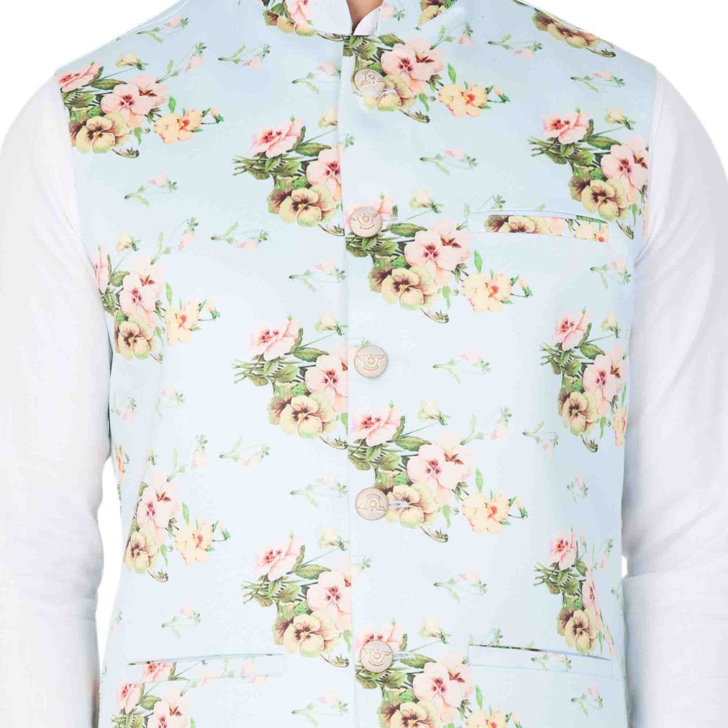 Men's White Cotton Blend Kurta, Ethnic Jacket and Pyjama Set