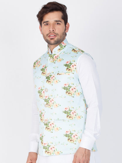 Men's Multicolor Cotton Blend Ethnic Jacket