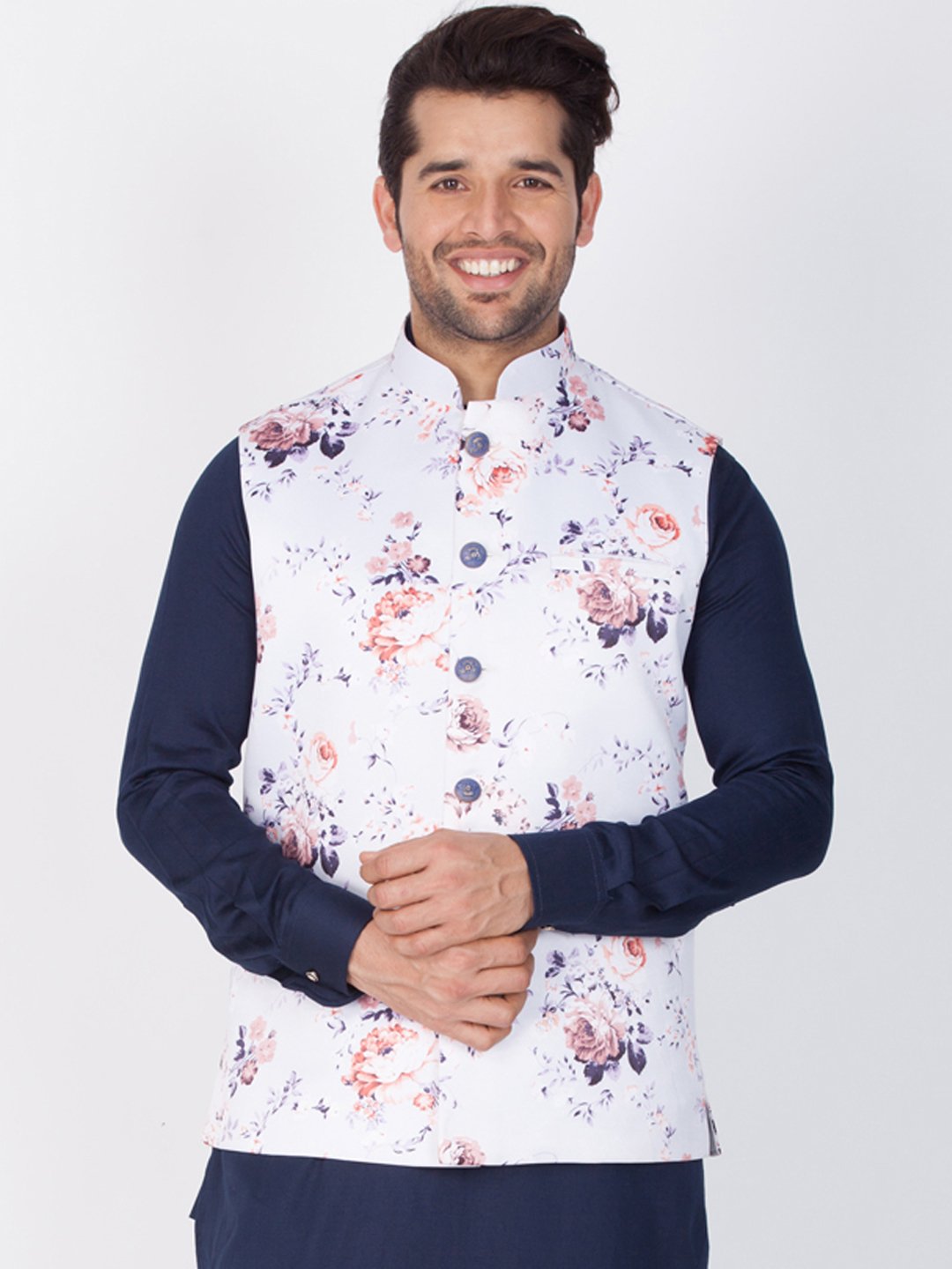 Men's Multicolor Cotton Silk Blend Ethnic Jacket