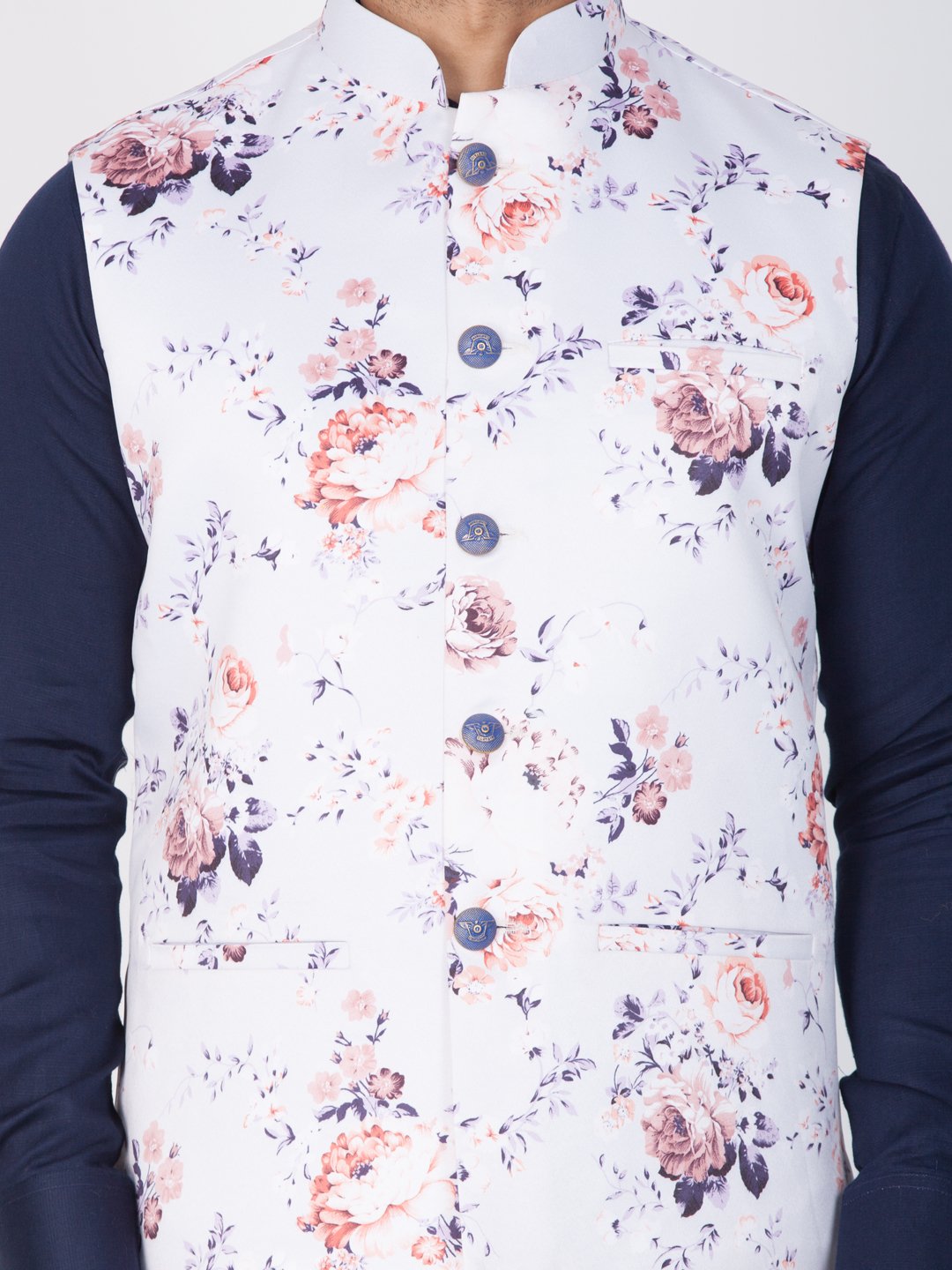 Men's Multicolor Cotton Silk Blend Ethnic Jacket