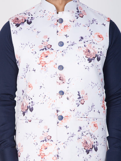 Men's Multicolor Cotton Silk Blend Ethnic Jacket