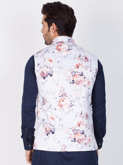 Men's Multicolor Cotton Silk Blend Ethnic Jacket
