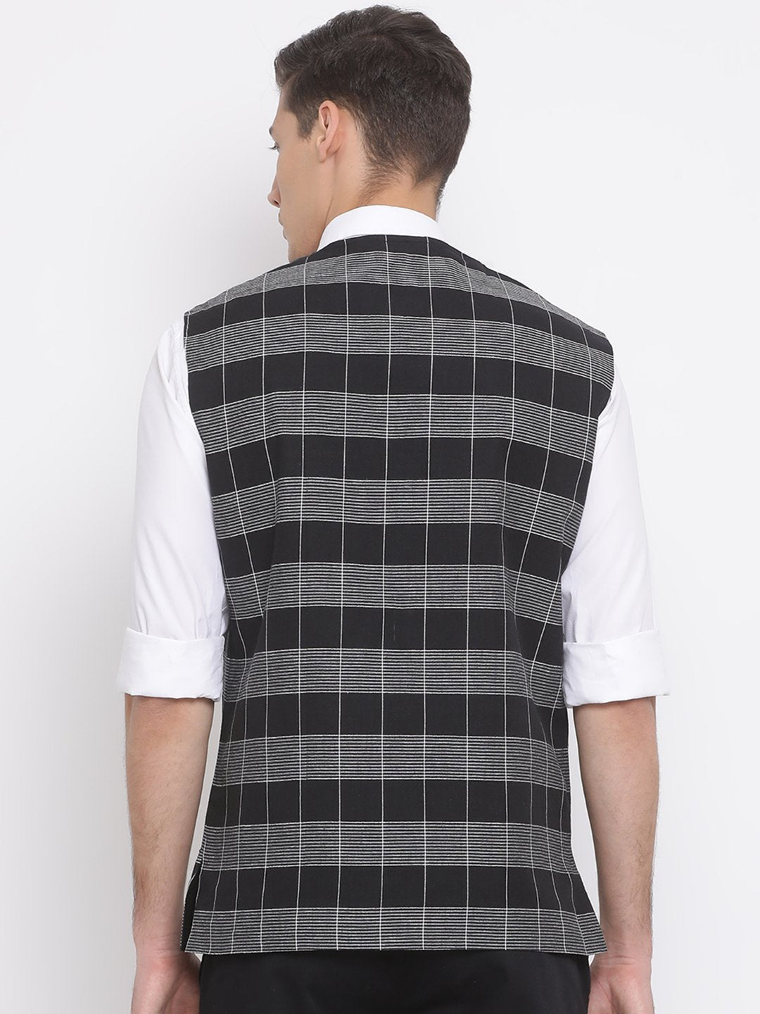 Men's Black Cotton Ethnic Jacket