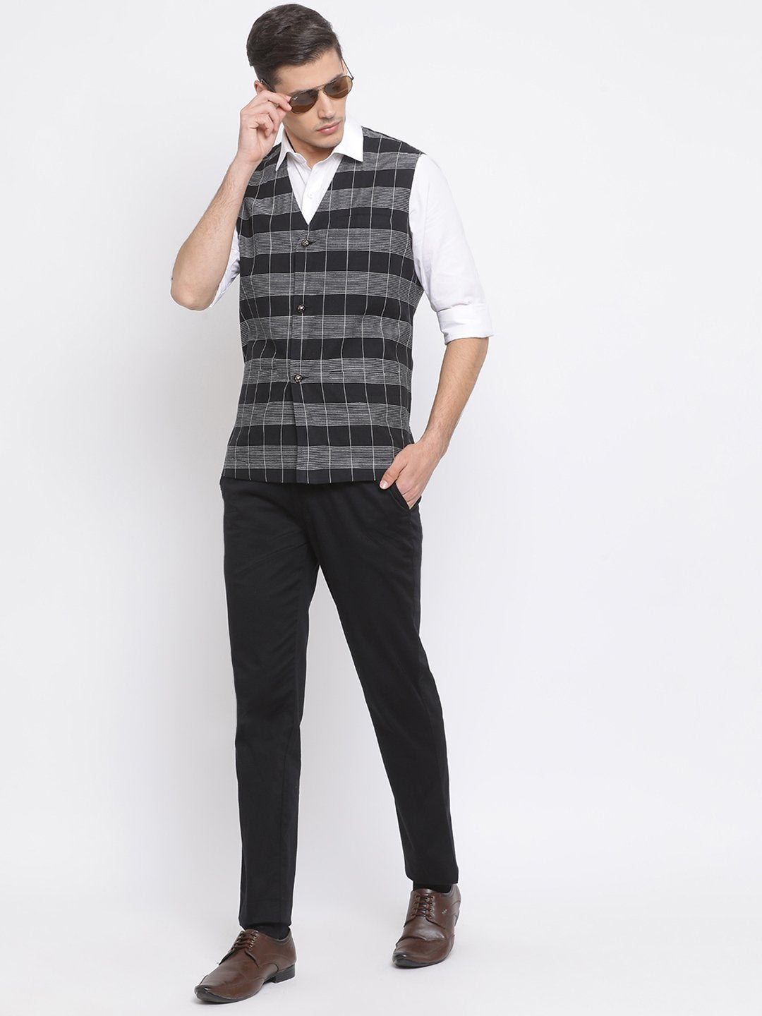 Men's Black Cotton Ethnic Jacket