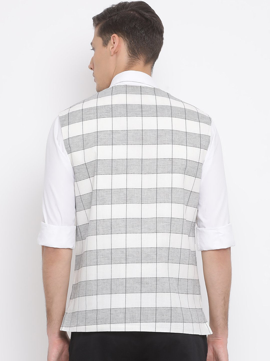 Men's White Cotton Ethnic Jacket