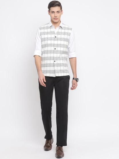 Men's White Cotton Ethnic Jacket