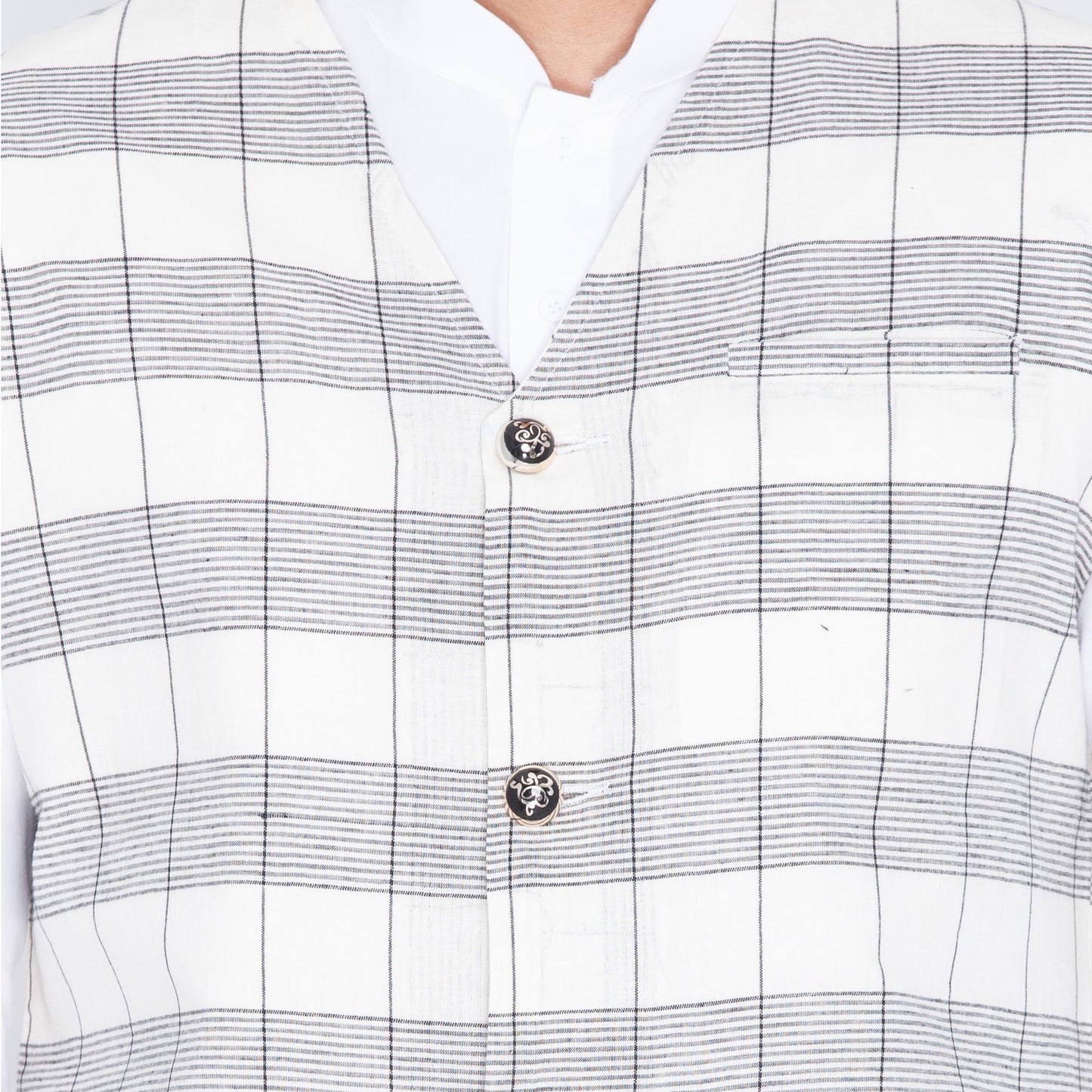 Men's White Cotton Kurta, Ethnic Jacket and Pyjama Set
