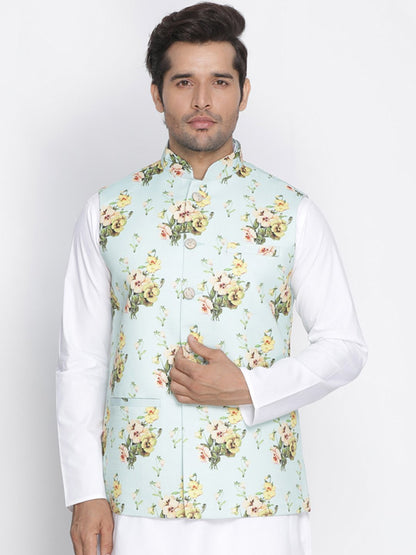 Men's Multicolor Cotton Blend Ethnic Jacket