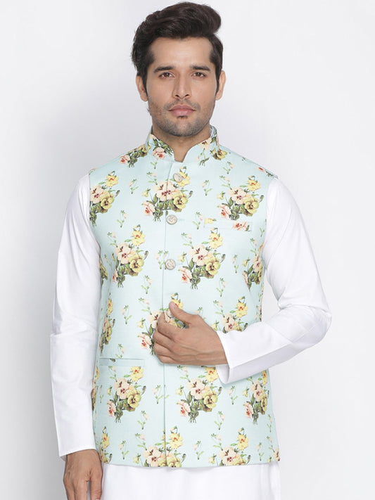 Men's Multicolor Cotton Blend Ethnic Jacket