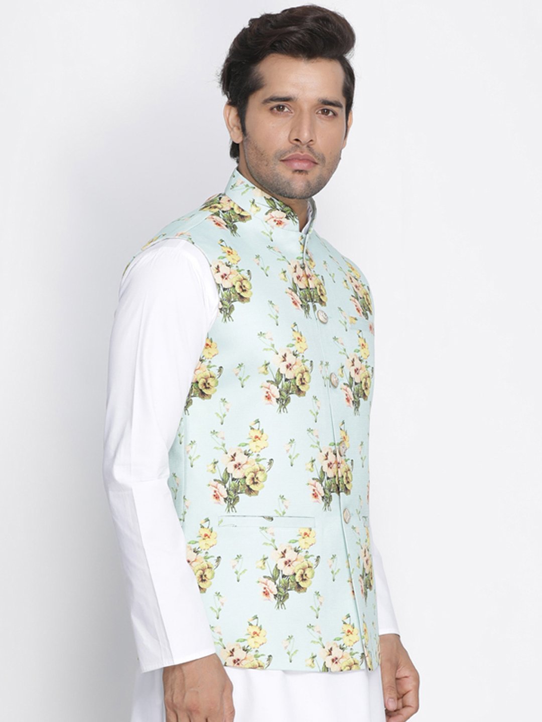 Men's Multicolor Cotton Blend Ethnic Jacket
