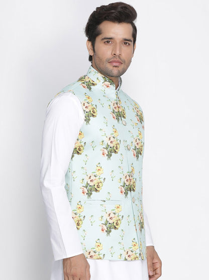 Men's Multicolor Cotton Blend Ethnic Jacket