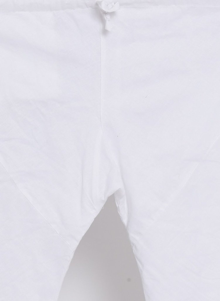 Men's White Cotton Blend Kurta, Ethnic Jacket and Pyjama Set