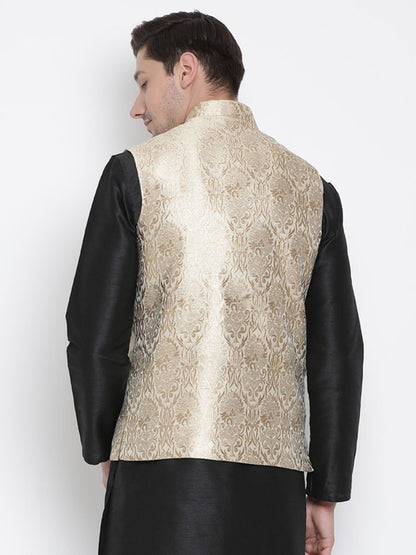 Men's Gold Silk Blend Ethnic Jacket