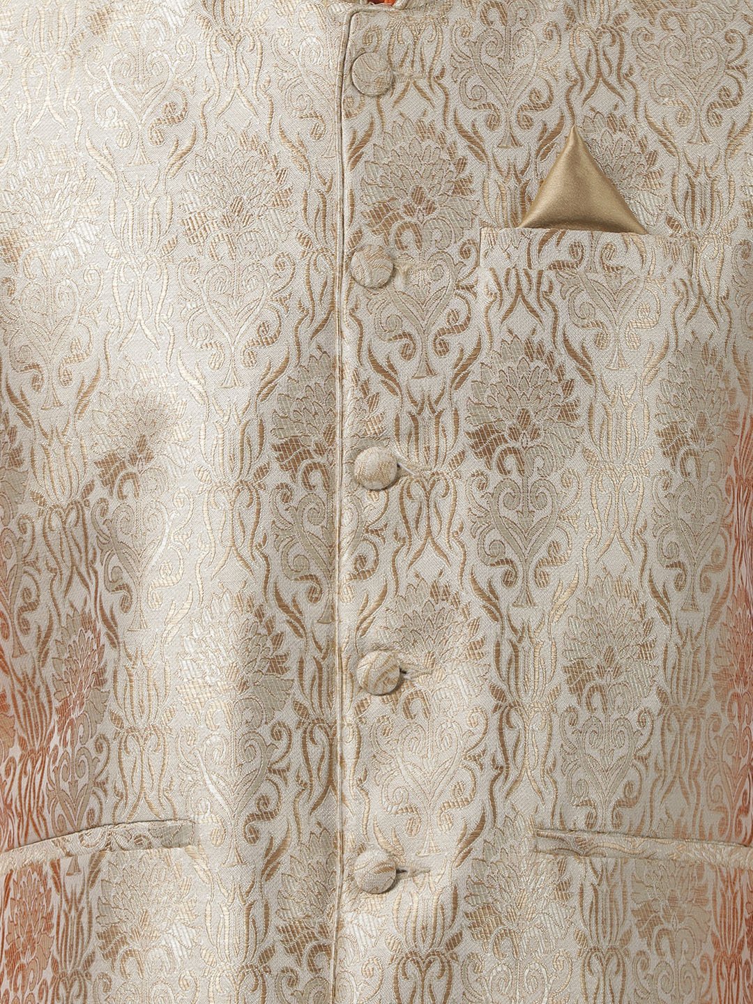 Men's Gold Silk Blend Ethnic Jacket