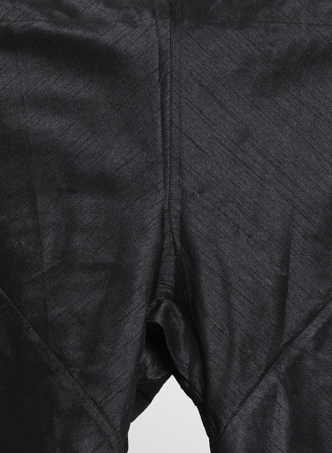 Men's Black Cotton Silk Blend Kurta, Ethnic Jacket and Pyjama Set