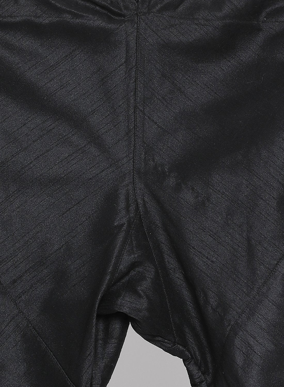 Men's Black Cotton Silk Blend Kurta, Ethnic Jacket and Pyjama Set