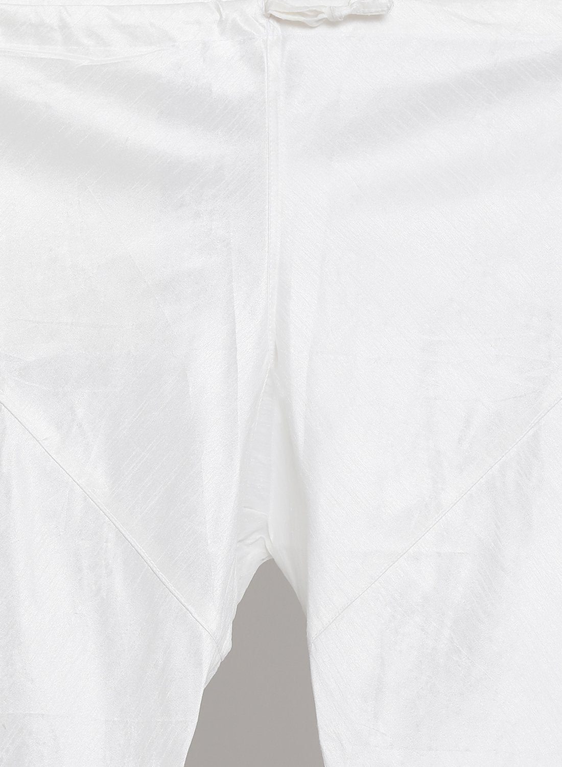 Men's White Cotton Silk Blend Kurta, Ethnic Jacket and Pyjama Set