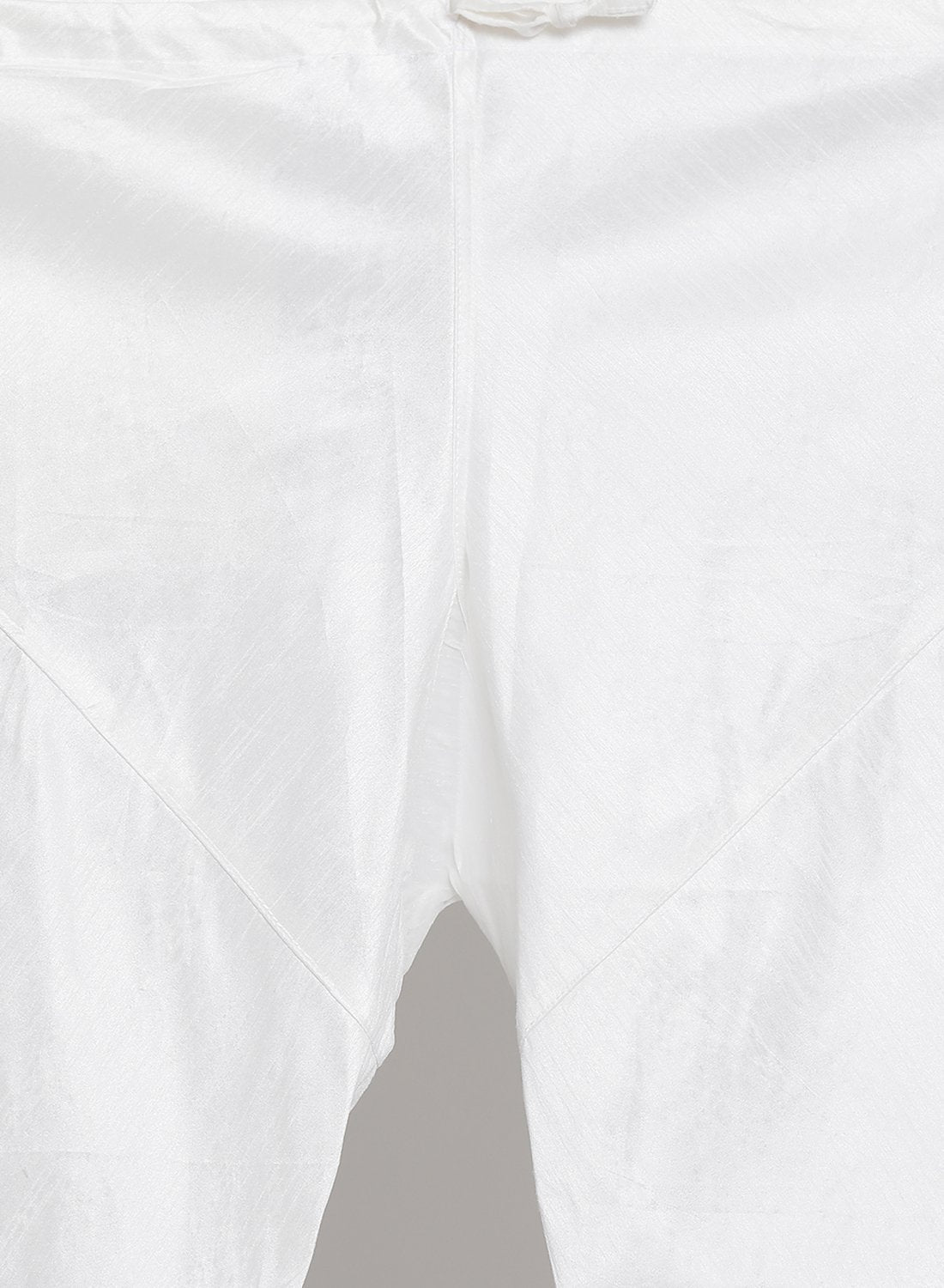 Men's White Cotton Silk Blend Kurta, Ethnic Jacket and Pyjama Set