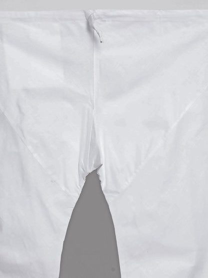 Men's White Cotton Kurta, Ethnic Jacket and Pyjama Set