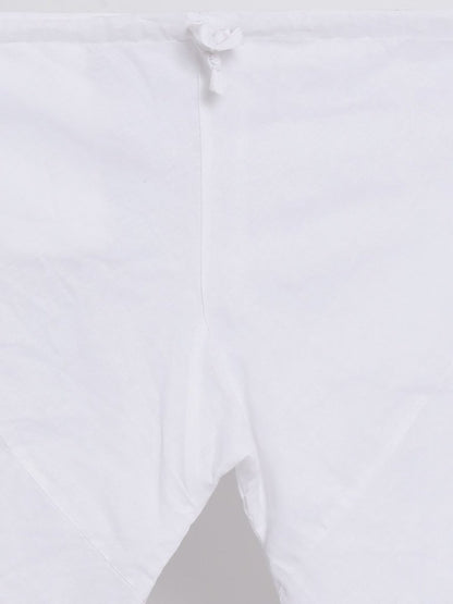 Men's White Cotton Kurta, Ethnic Jacket and Pyjama Set