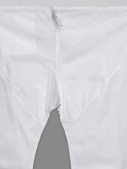 Men's White Cotton Kurta, Ethnic Jacket and Pyjama Set