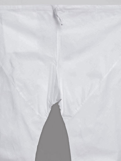 Men's White Cotton Kurta, Ethnic Jacket and Pyjama Set