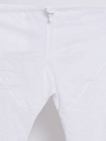 Men's White Cotton Kurta, Ethnic Jacket and Pyjama Set