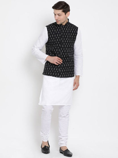 Men's Black Cotton Ethnic Jacket