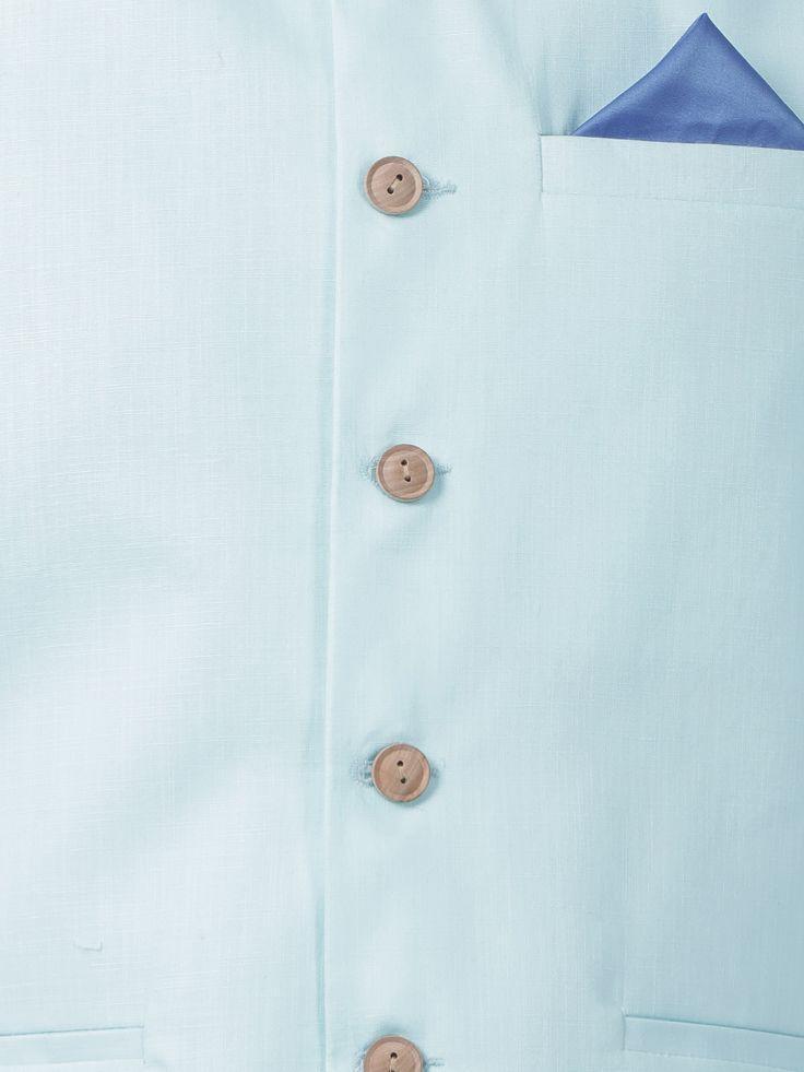 Men's Blue Cotton Blend Ethnic Jacket, Kurta and Dhoti Pant Set