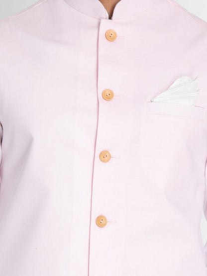 Men's White Cotton Blend Kurta, Ethnic Jacket and Pyjama Set
